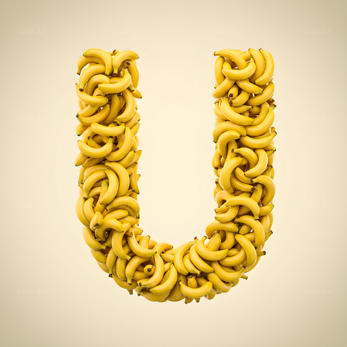 Golden Banana Bunch alphabet — printable letter U