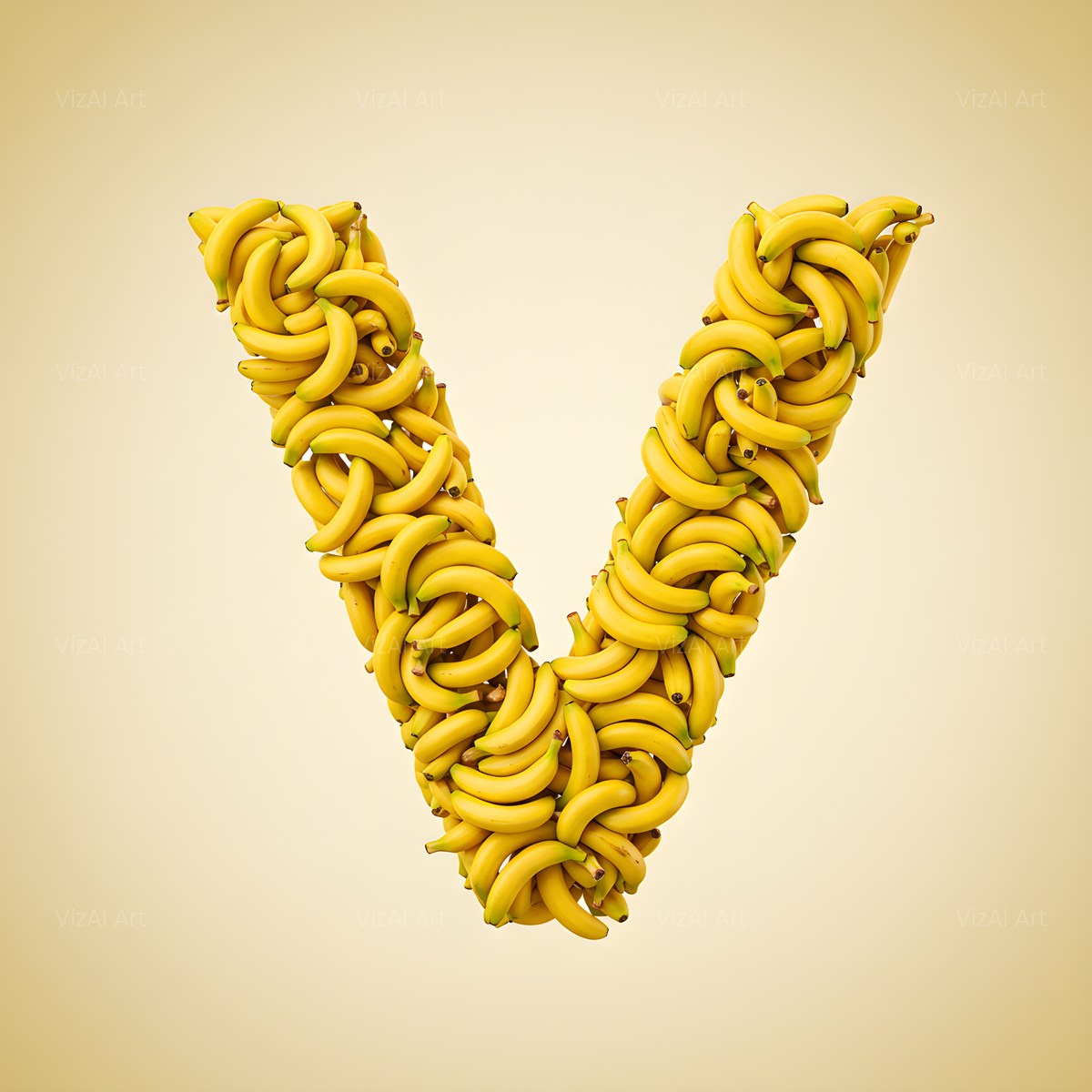 Golden Banana Bunch alphabet — printable letter V