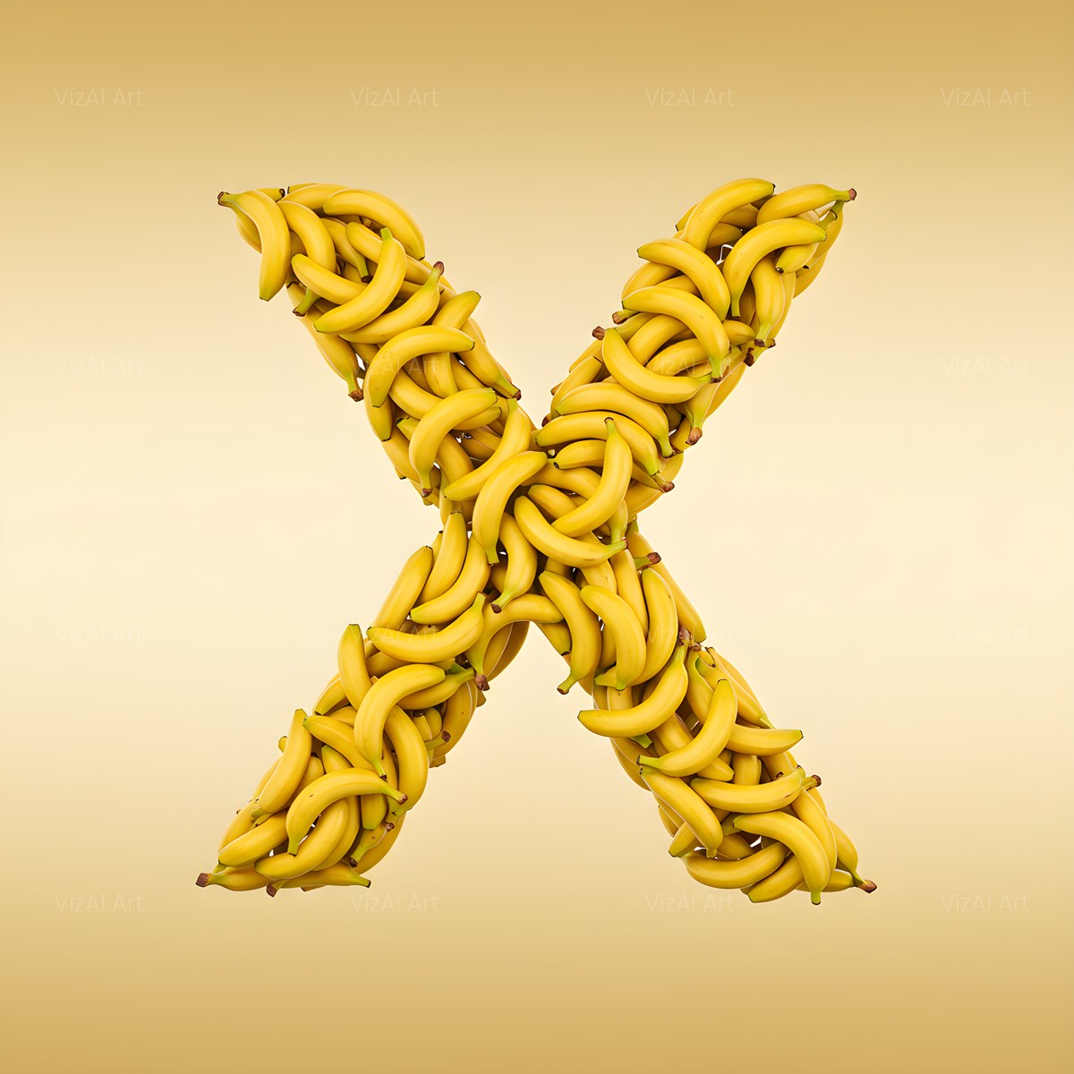 Golden Banana Bunch alphabet — printable letter X