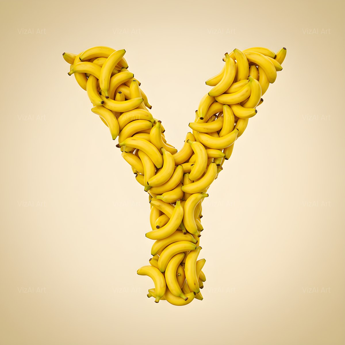 Golden Banana Bunch alphabet — printable letter Y