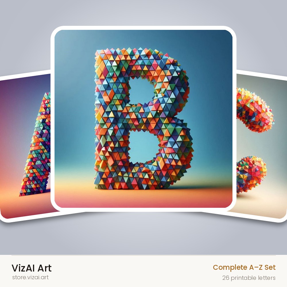 Geometric Confetti Shape alphabet — choose an individual printable letter