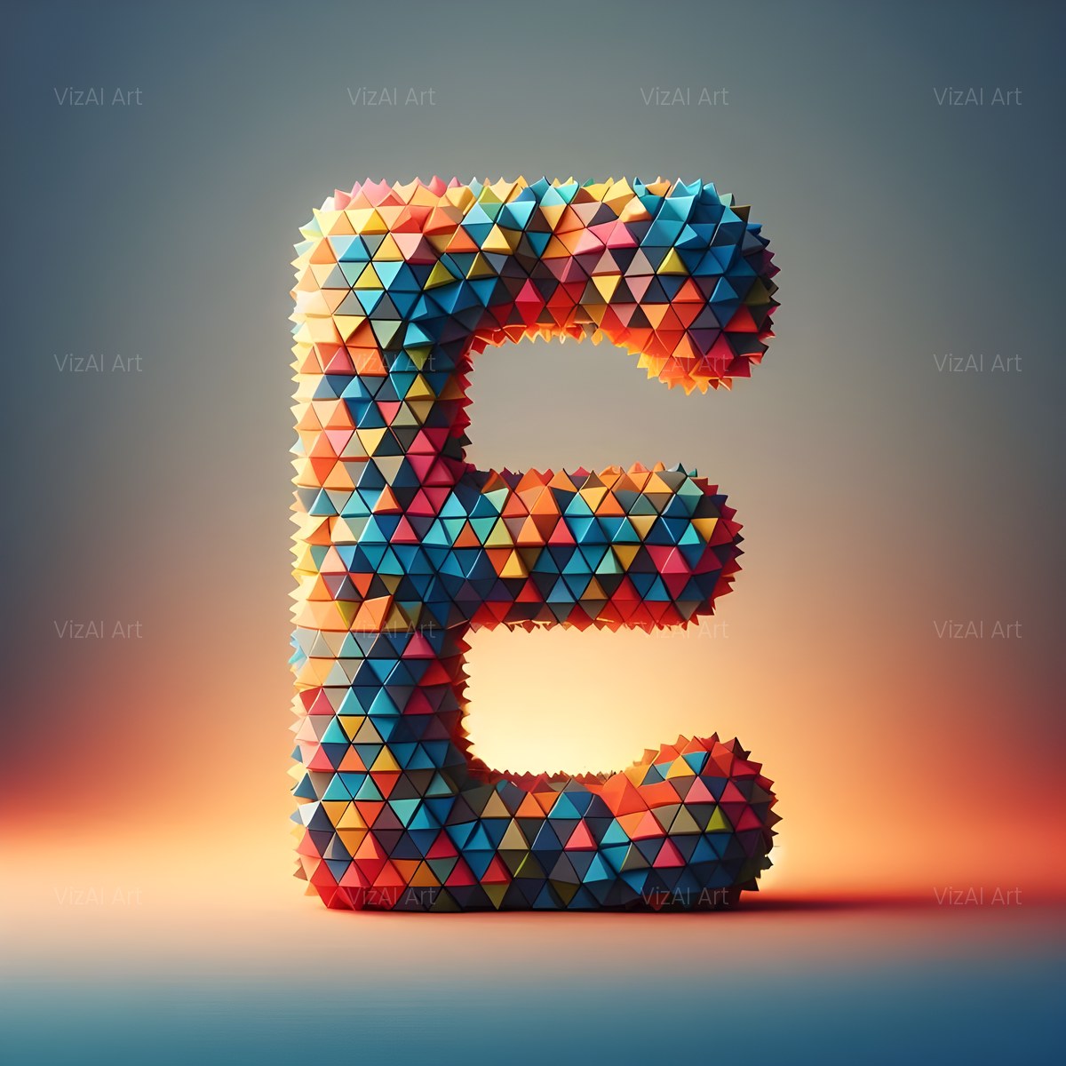 Geometric Confetti Shape alphabet — printable letter E