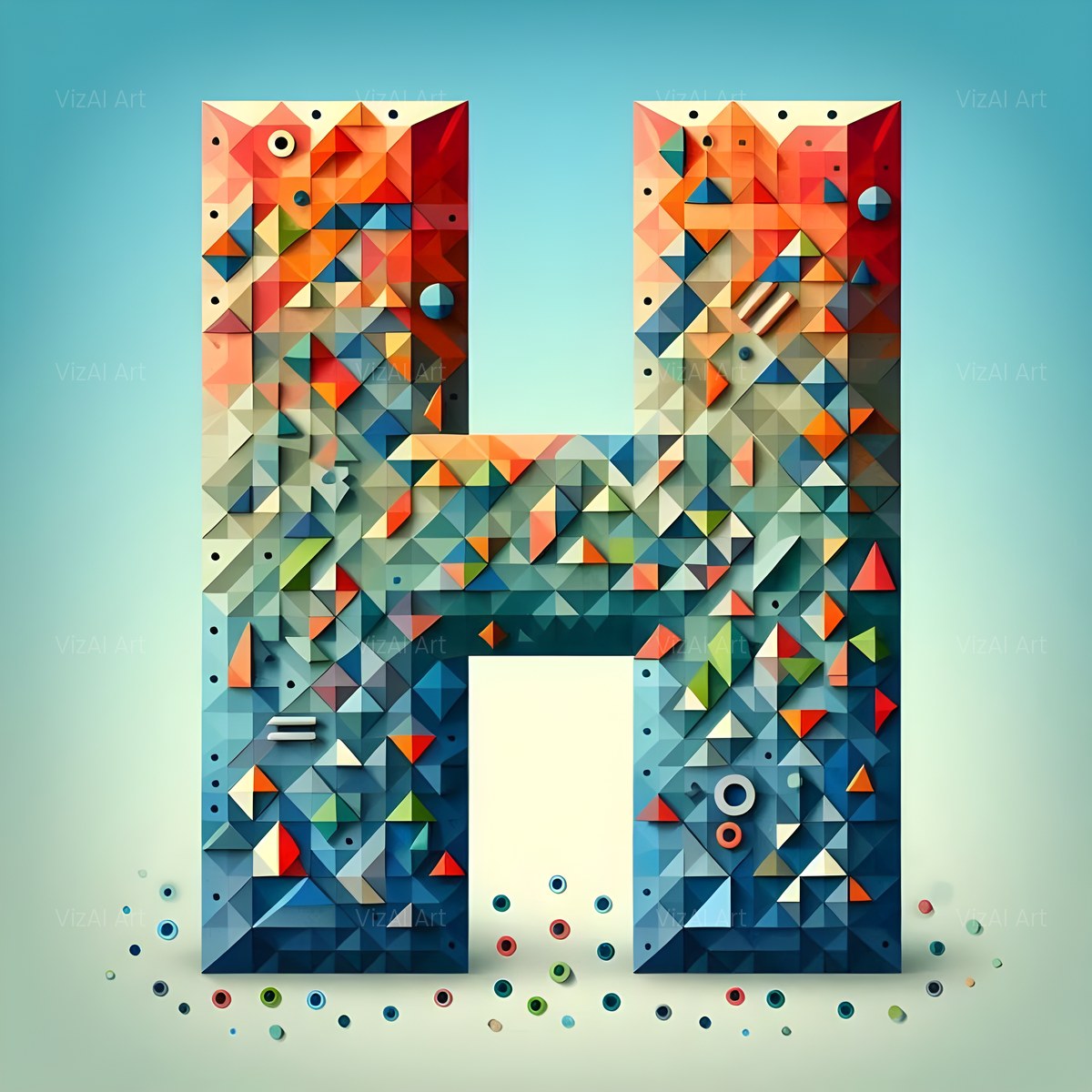 Geometric Confetti Shape alphabet — printable letter H