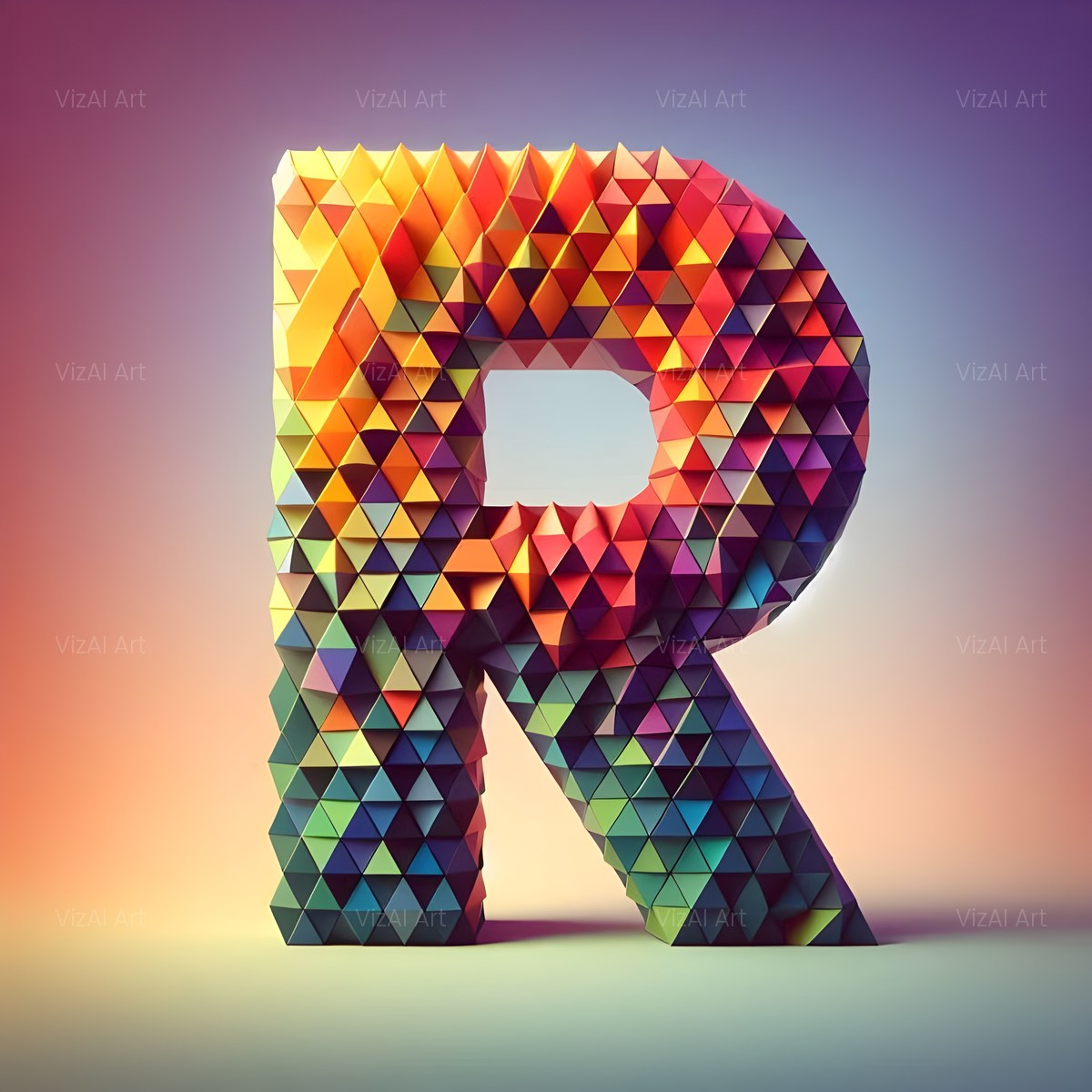 Geometric Confetti Shape alphabet — printable letter R