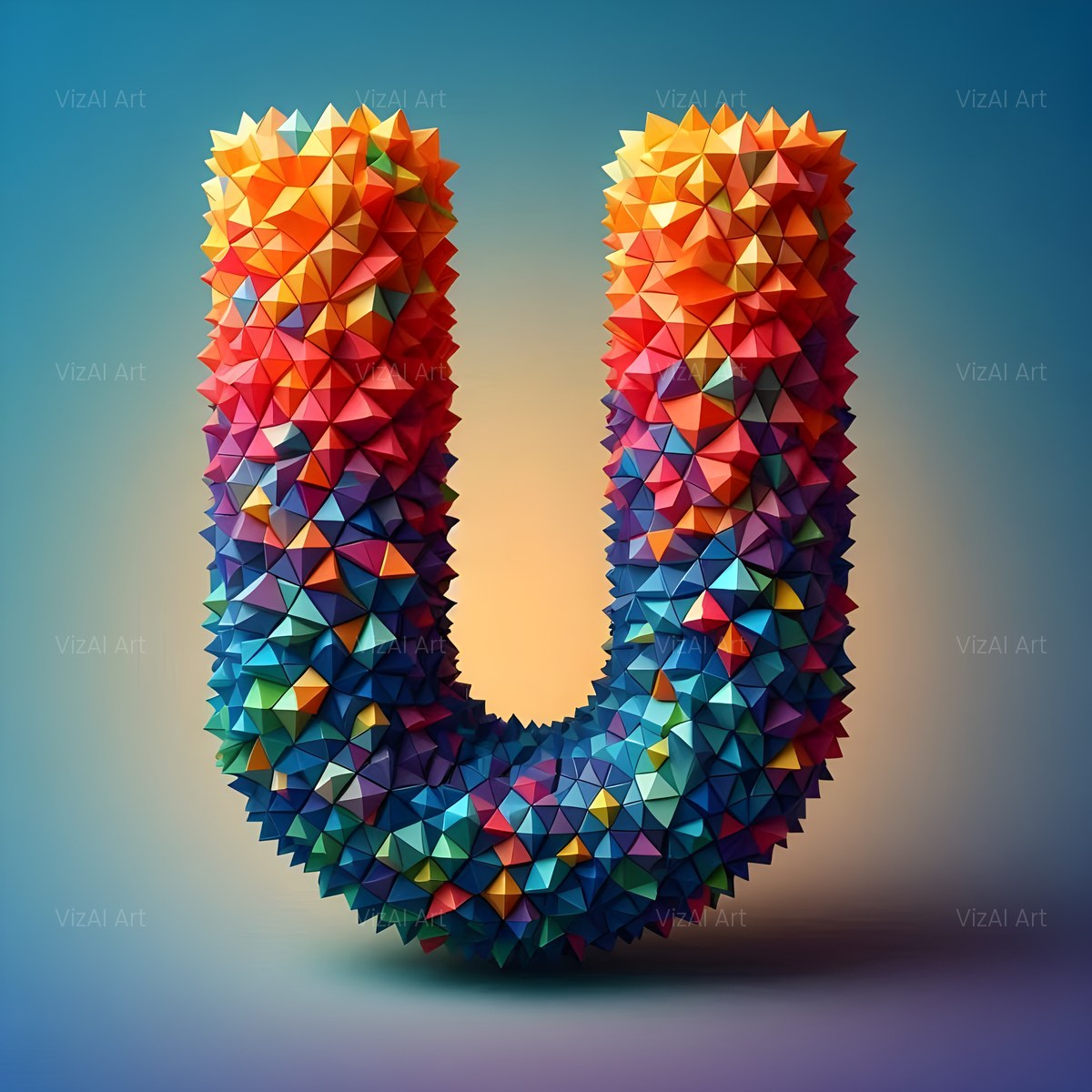 Geometric Confetti Shape alphabet — printable letter U