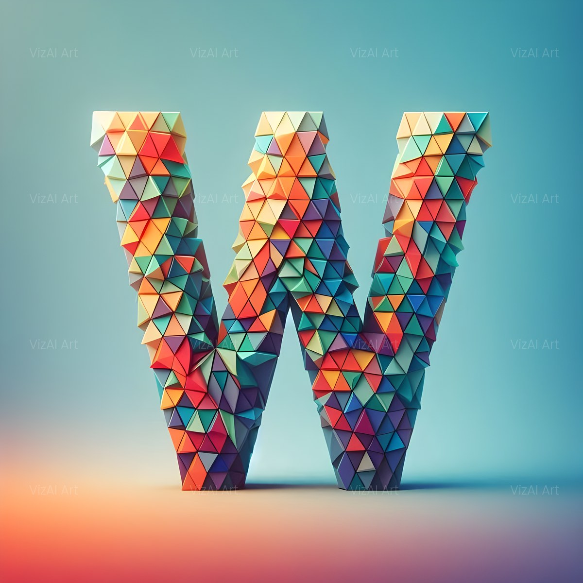 Geometric Confetti Shape alphabet — printable letter W
