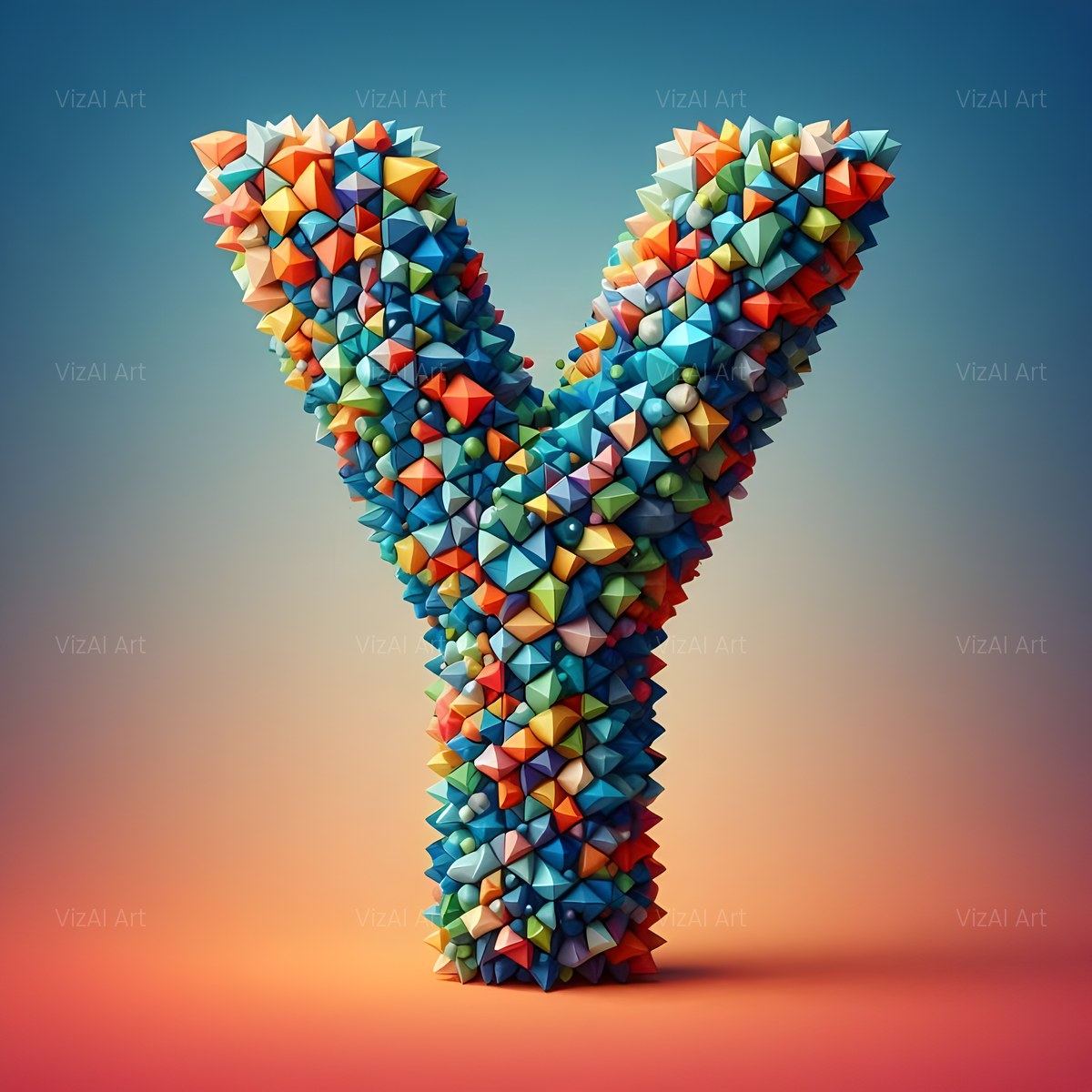Geometric Confetti Shape alphabet — printable letter Y