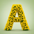 Golden Daffodil Spring alphabet — printable letter A