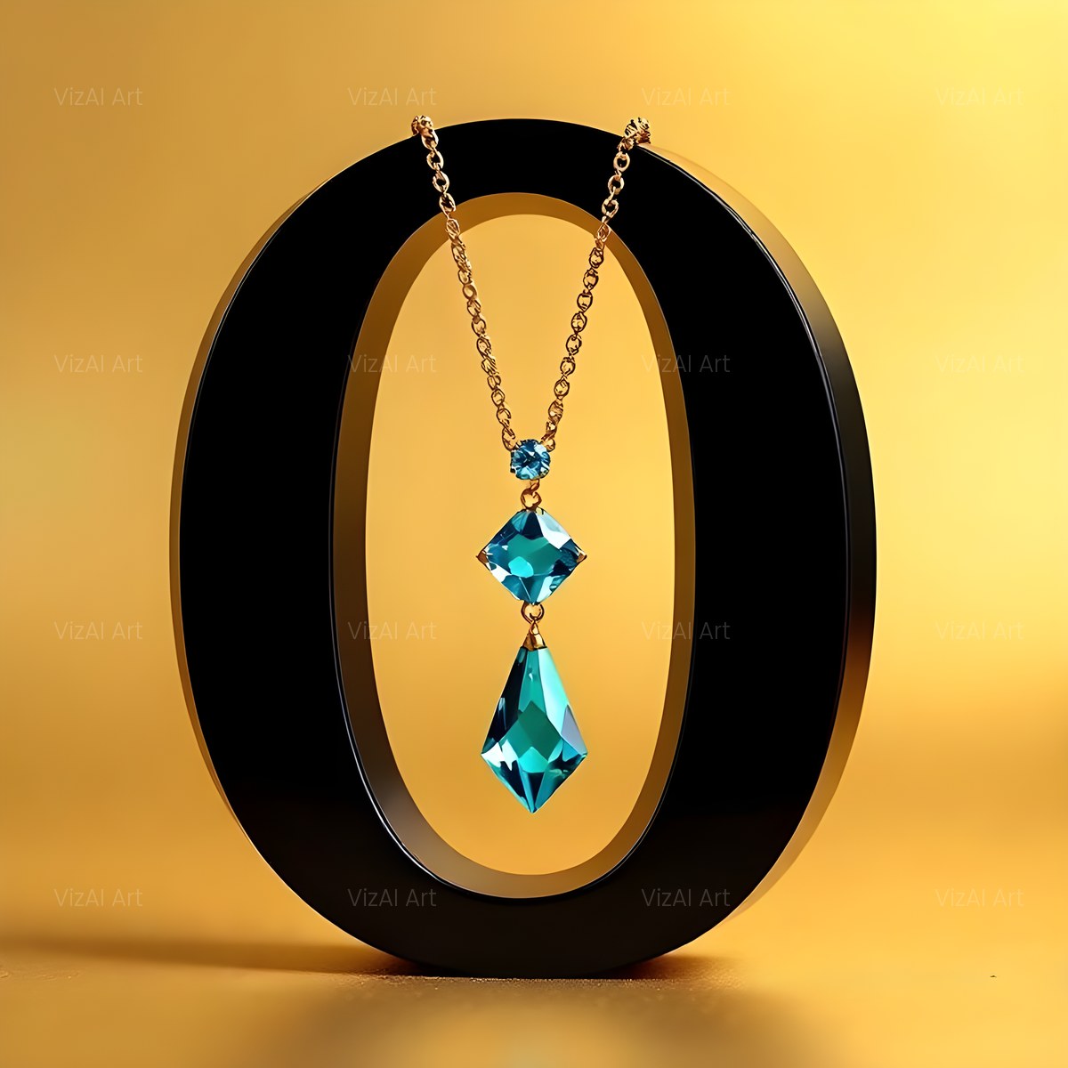 Gem Necklace Gold alphabet — printable letter O