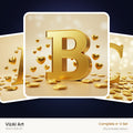 Golden Heart Shimmer alphabet — choose an individual printable letter