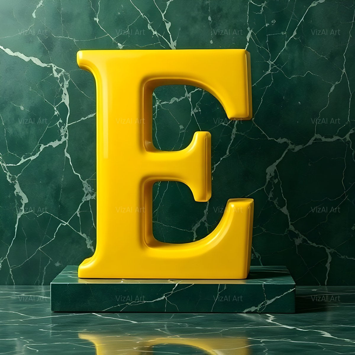 Gold Porcelain Marble alphabet — printable letter E
