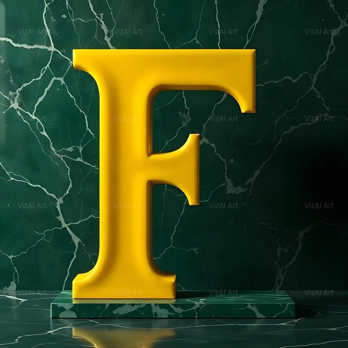 Gold Porcelain Marble alphabet — printable letter F