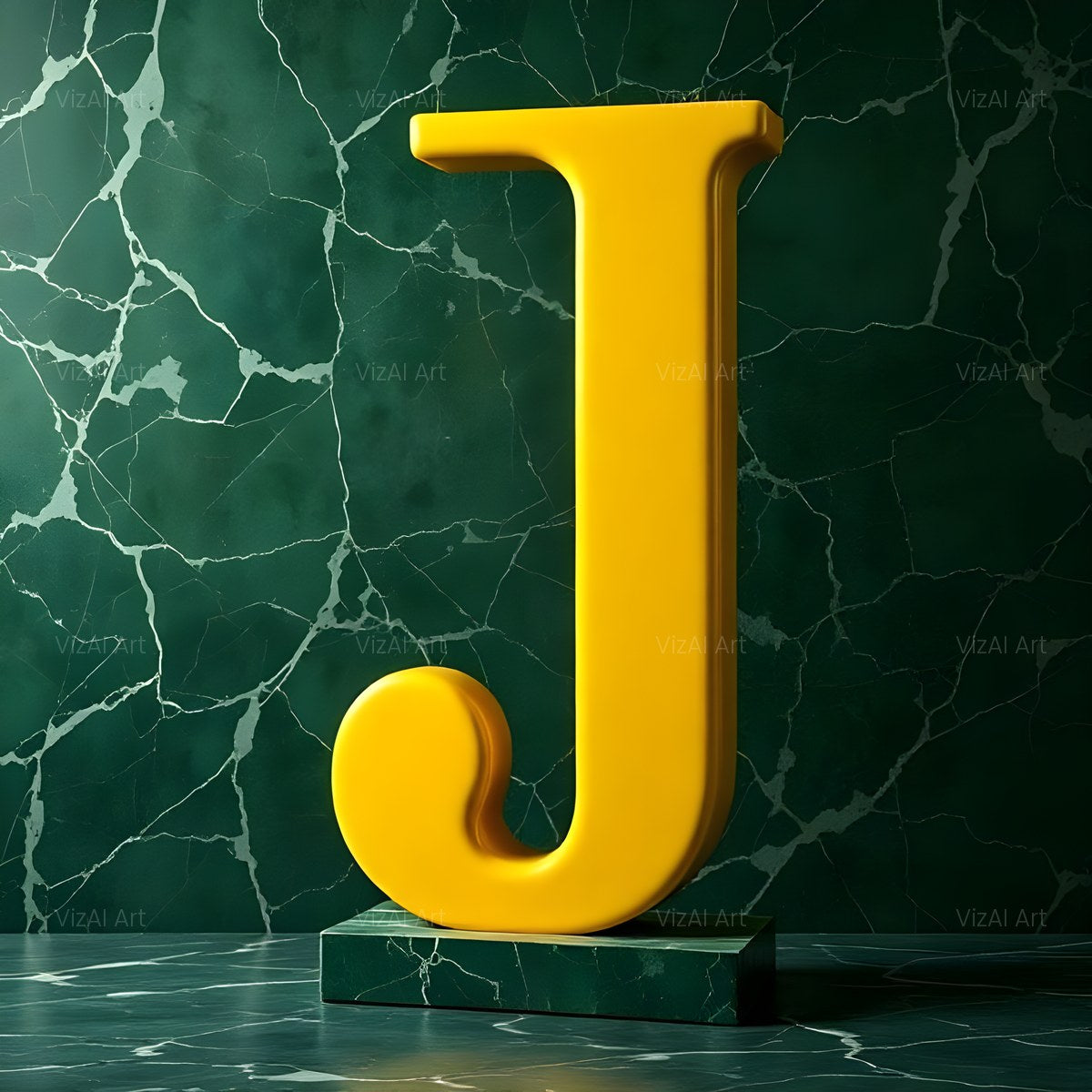 Gold Porcelain Marble alphabet — printable letter J