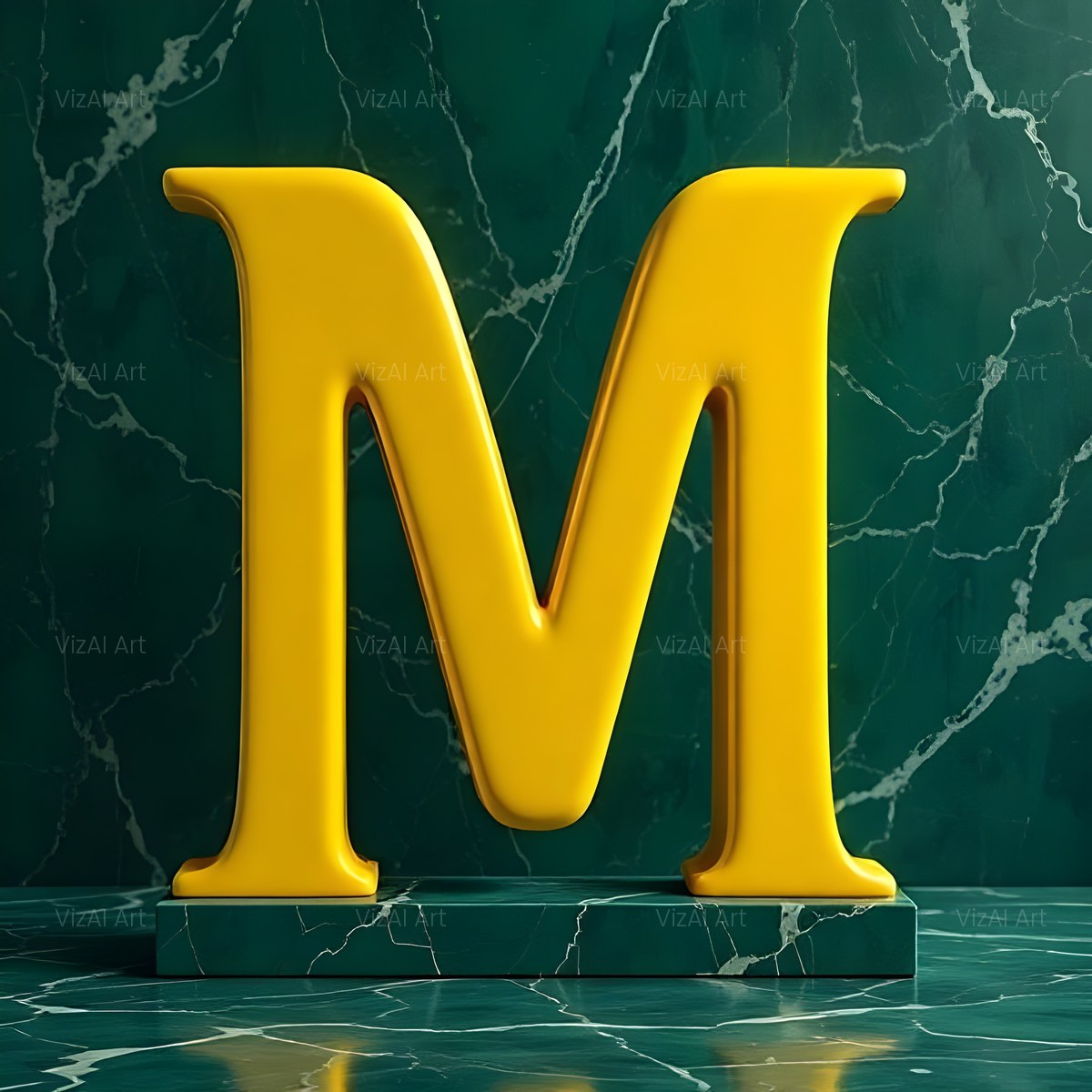 Gold Porcelain Marble alphabet — printable letter M