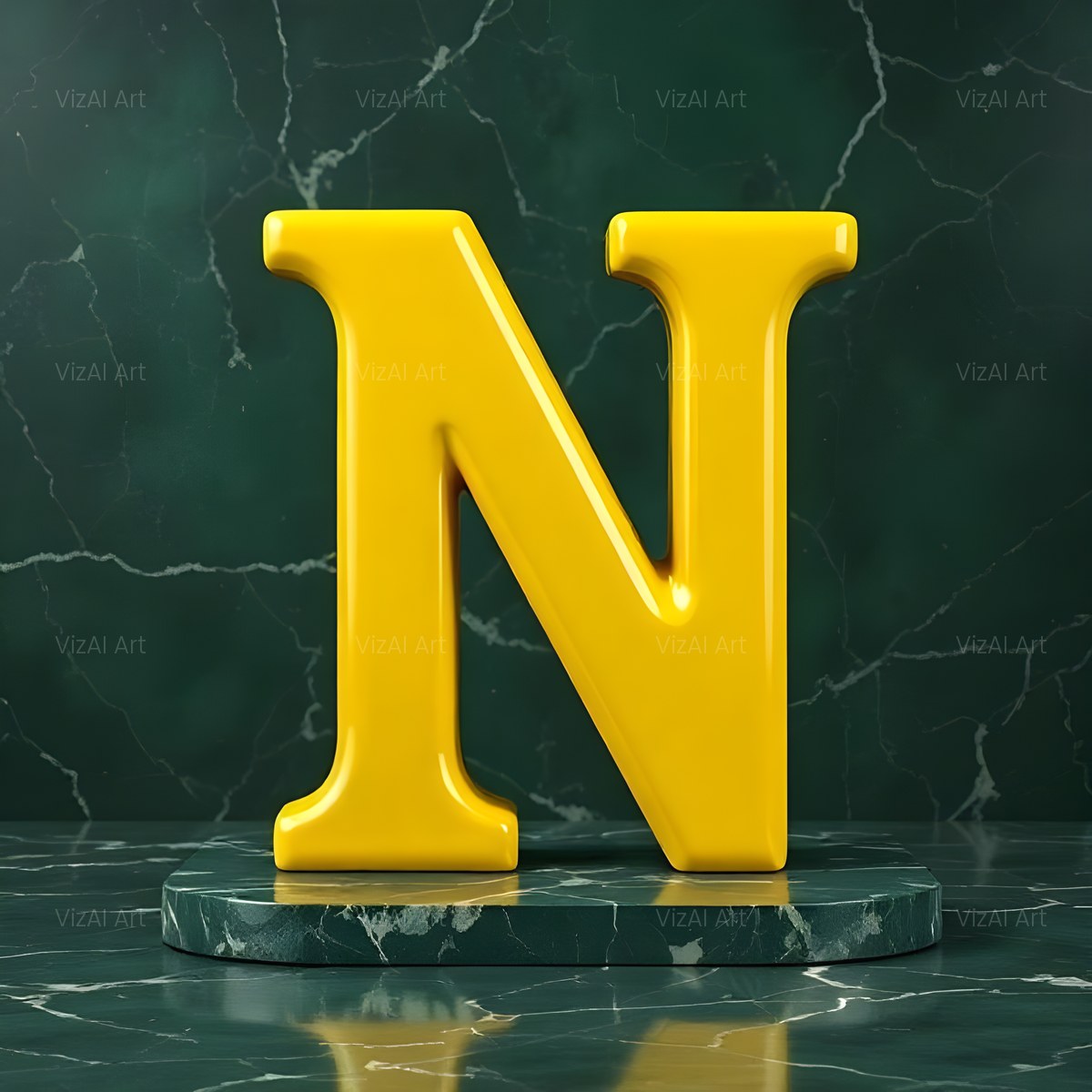 Gold Porcelain Marble alphabet — printable letter N