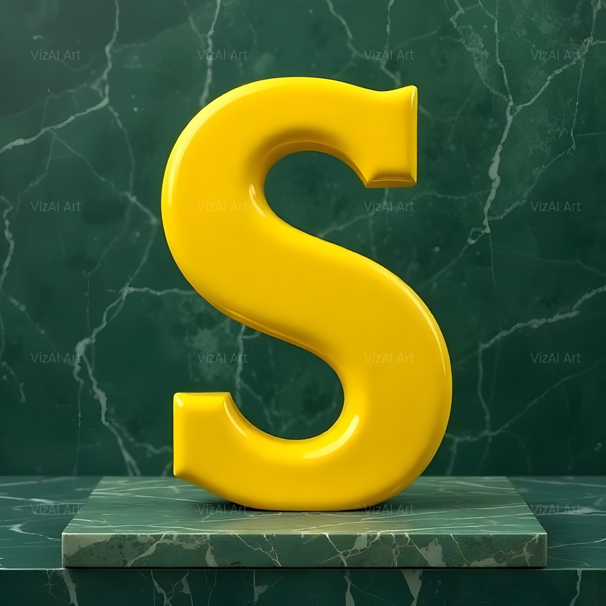 Gold Porcelain Marble alphabet — printable letter S