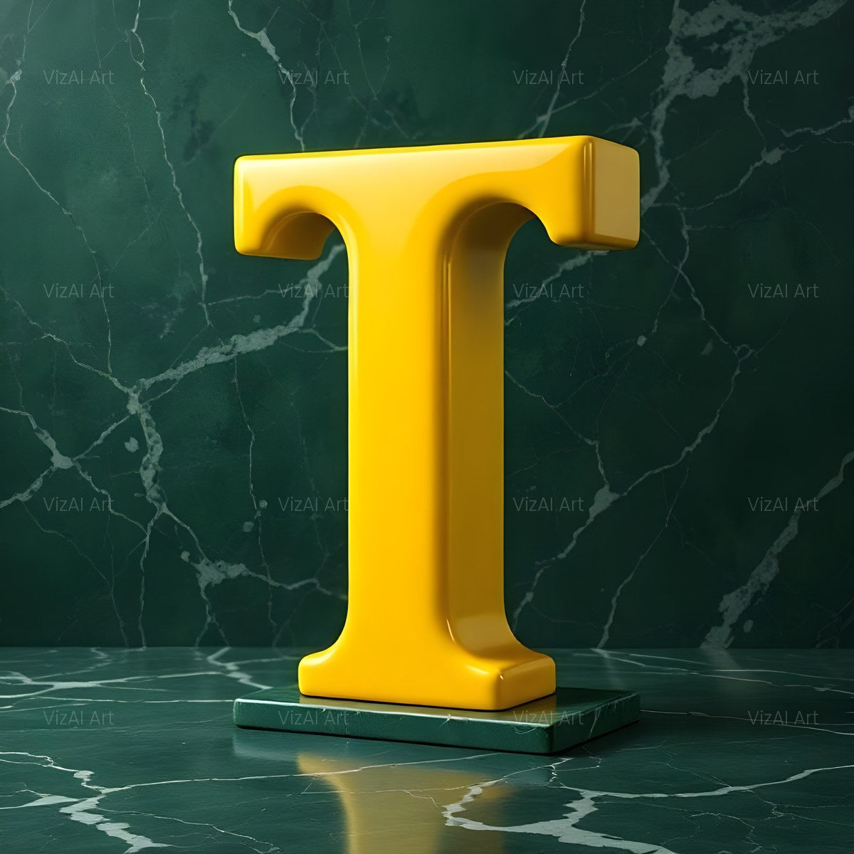 Gold Porcelain Marble alphabet — printable letter T