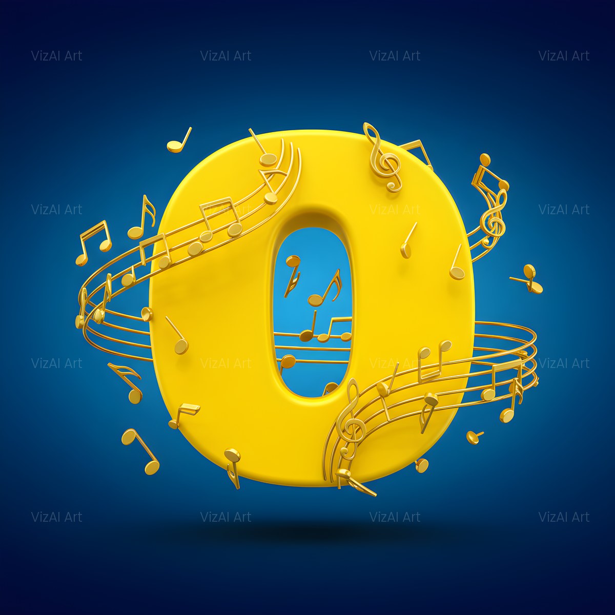 Gold Music Note alphabet — printable letter O