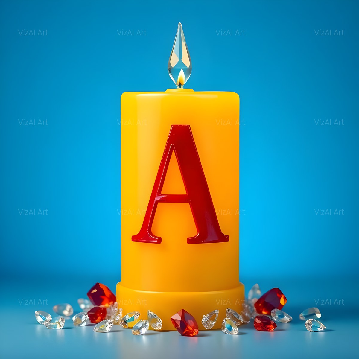 Golden Candle Glow alphabet — printable letter A