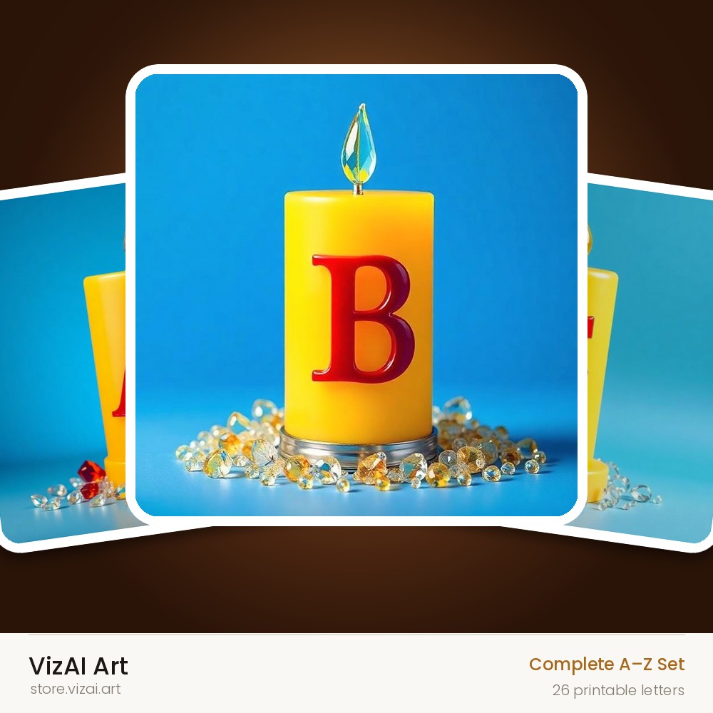 Golden Candle Glow alphabet — choose an individual printable letter