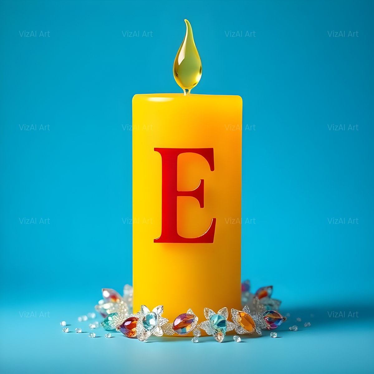 Golden Candle Glow alphabet — printable letter E