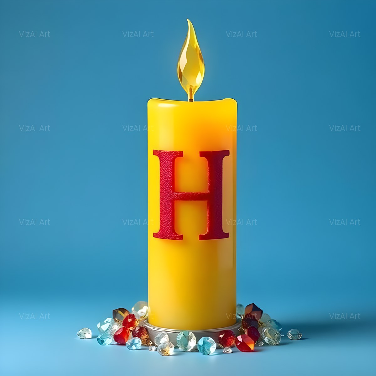 Golden Candle Glow alphabet — printable letter H