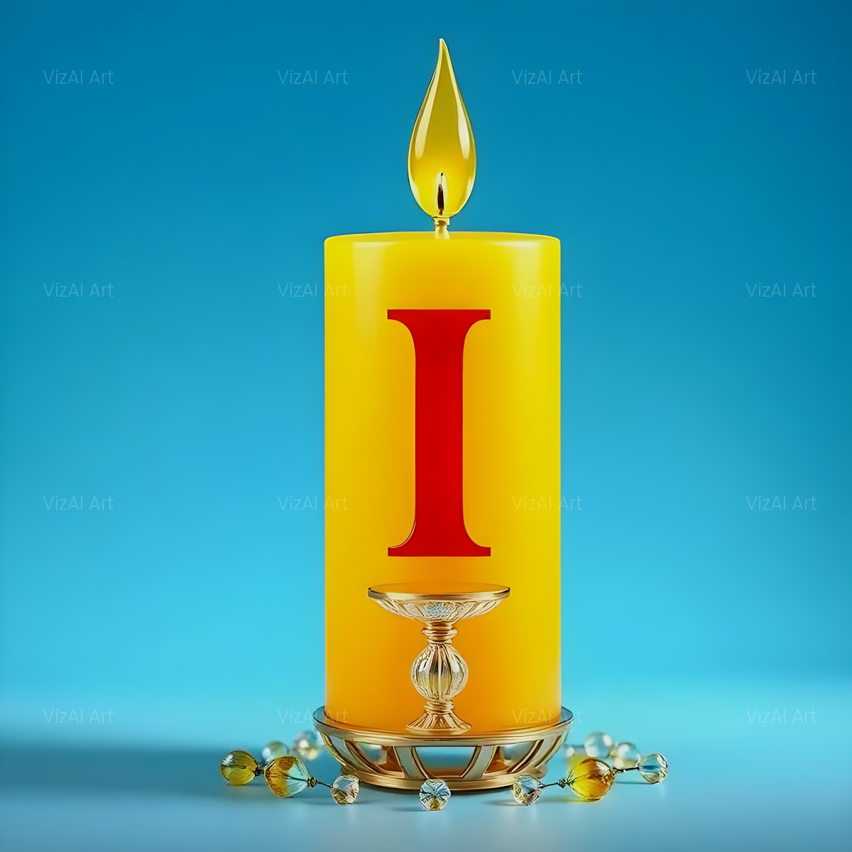 Golden Candle Glow alphabet — printable letter I
