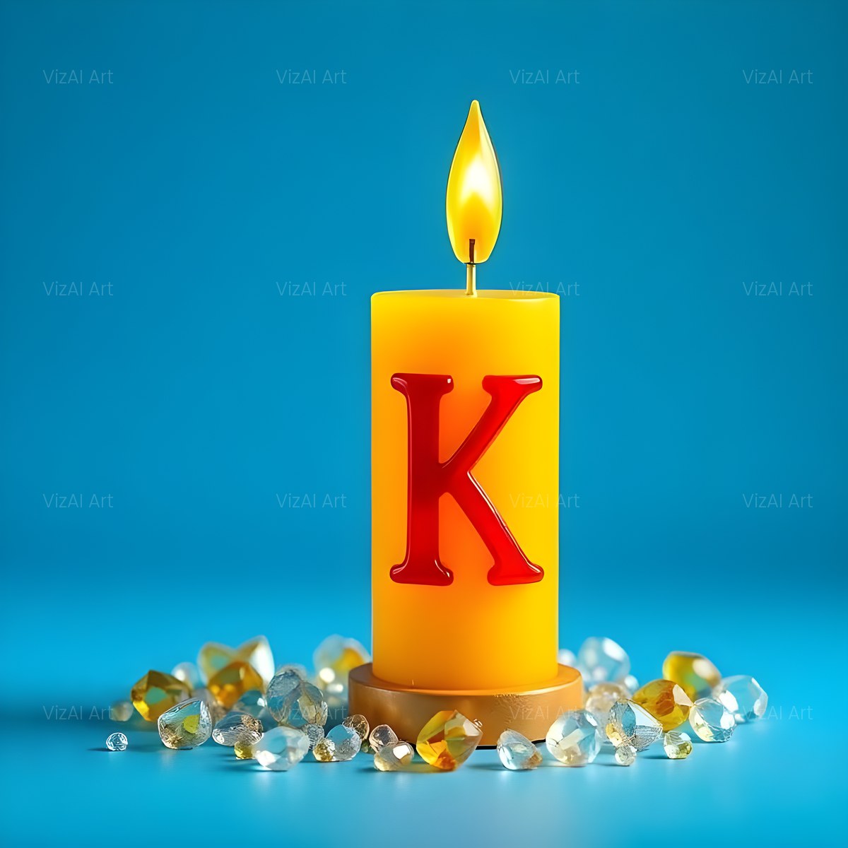 Golden Candle Glow alphabet — printable letter K