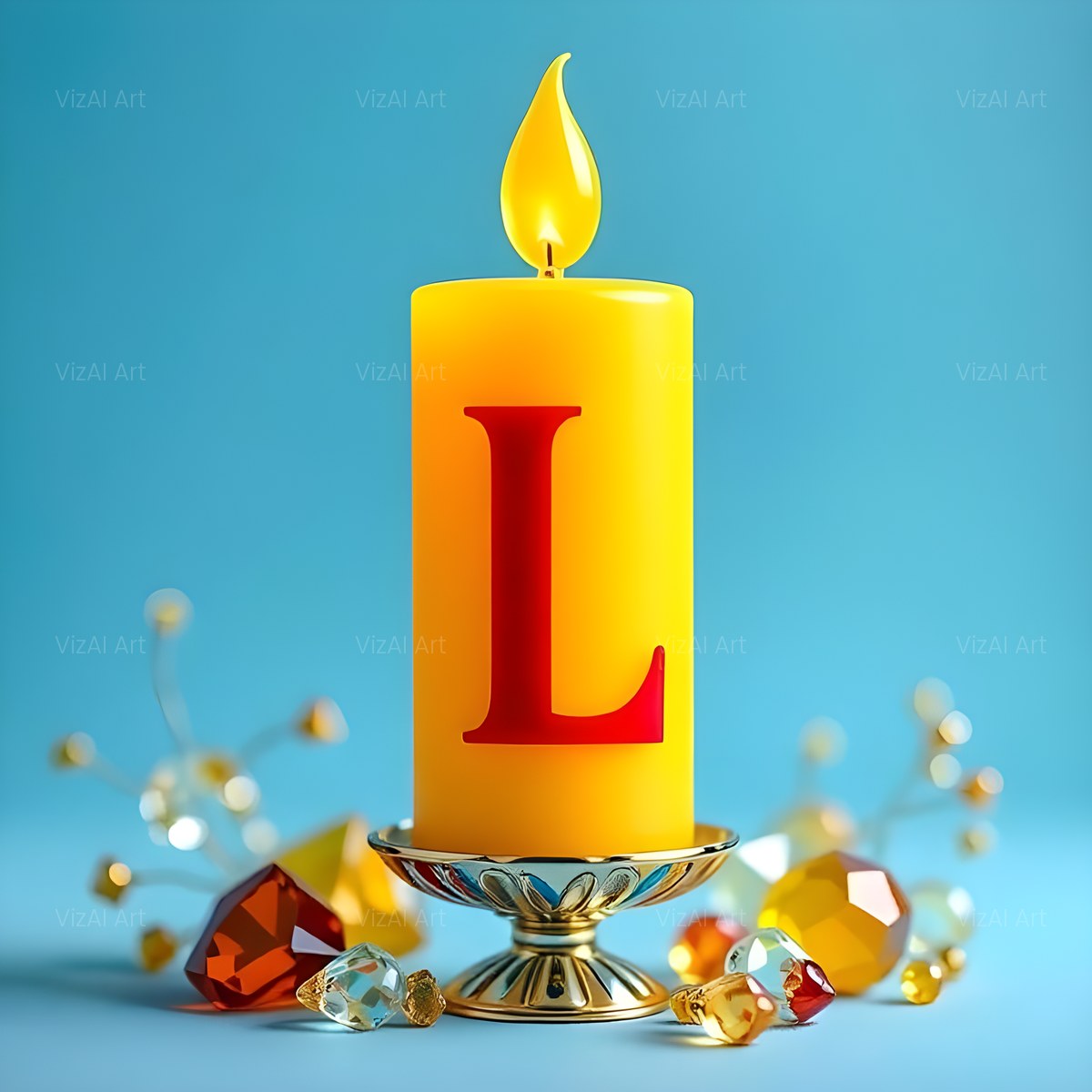 Golden Candle Glow alphabet — printable letter L