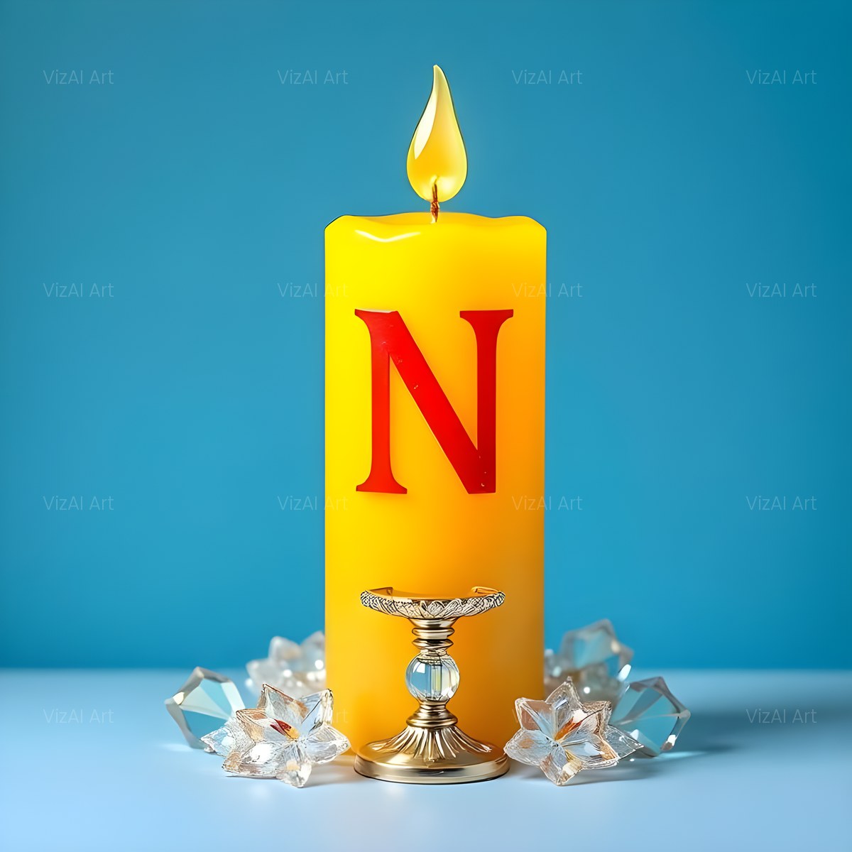Golden Candle Glow alphabet — printable letter N