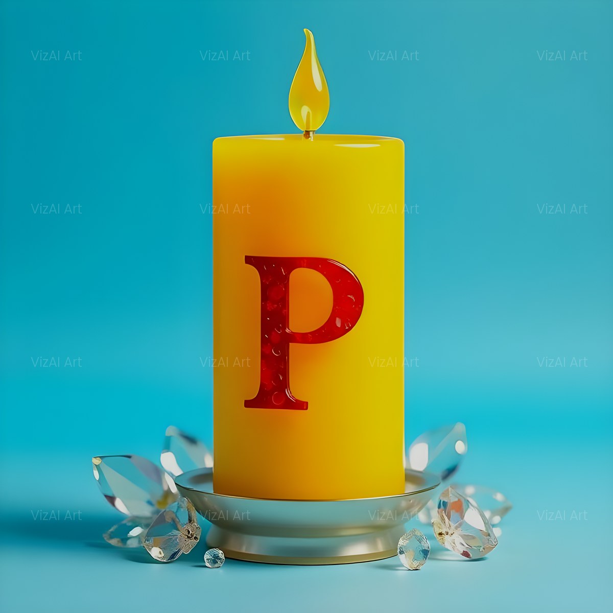 Golden Candle Glow alphabet — printable letter P