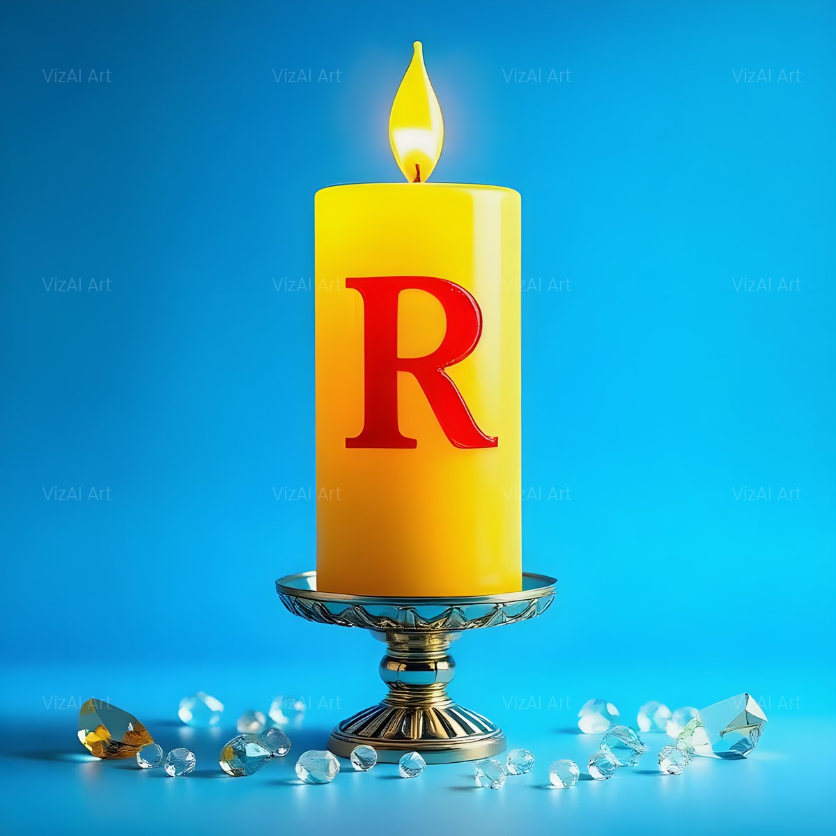 Golden Candle Glow alphabet — printable letter R