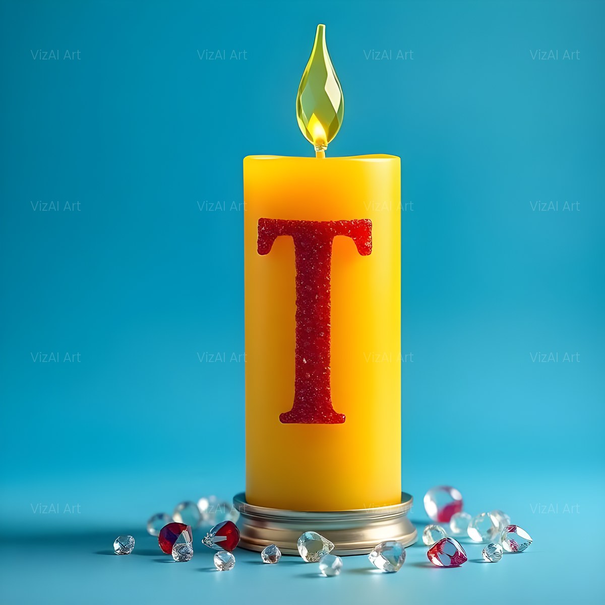 Golden Candle Glow alphabet — printable letter T