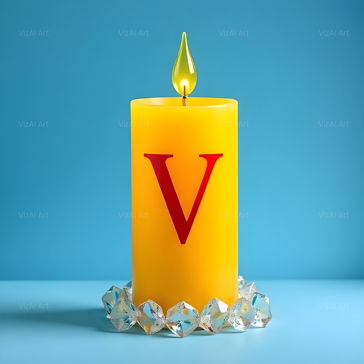 Golden Candle Glow alphabet — printable letter V