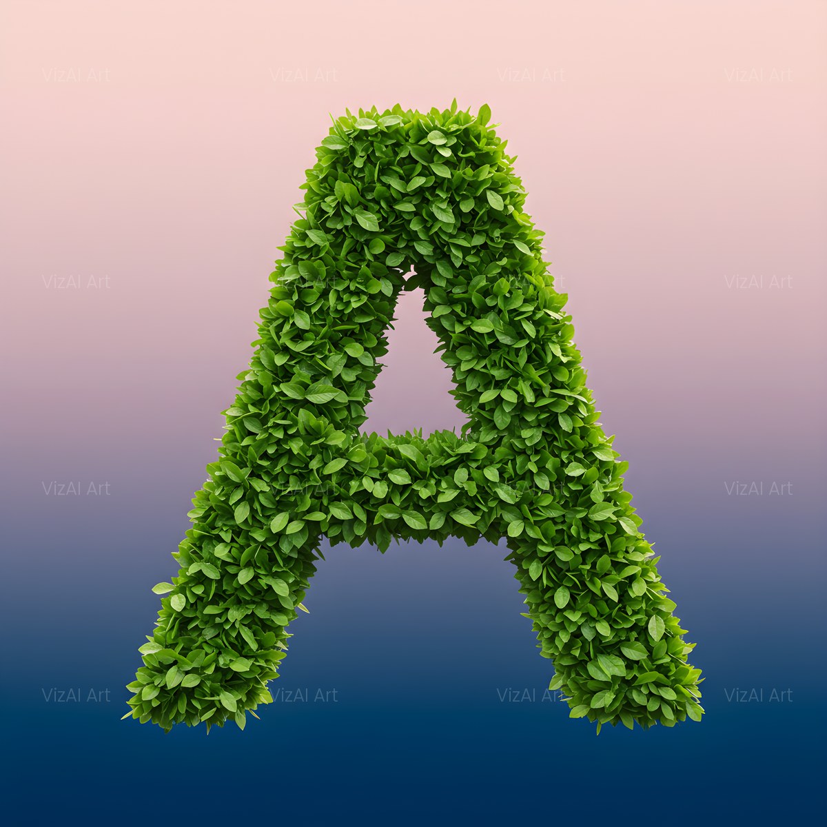 Green Hedge Leaf alphabet — printable letter A