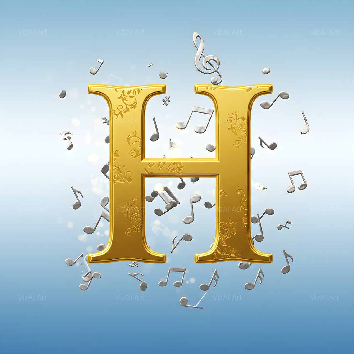 Gilded Score Ribbon alphabet — printable letter H