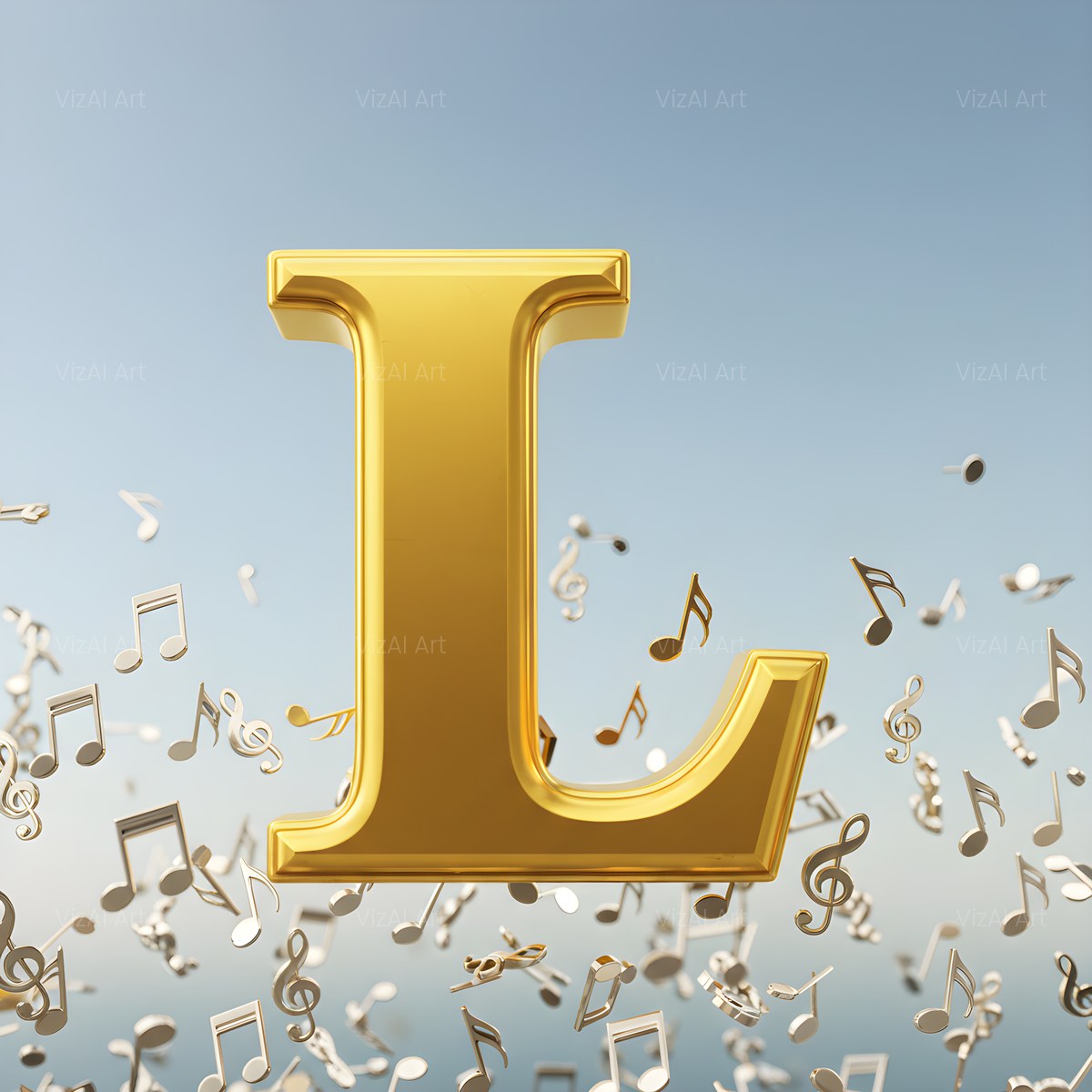 Gilded Score Ribbon alphabet — printable letter L