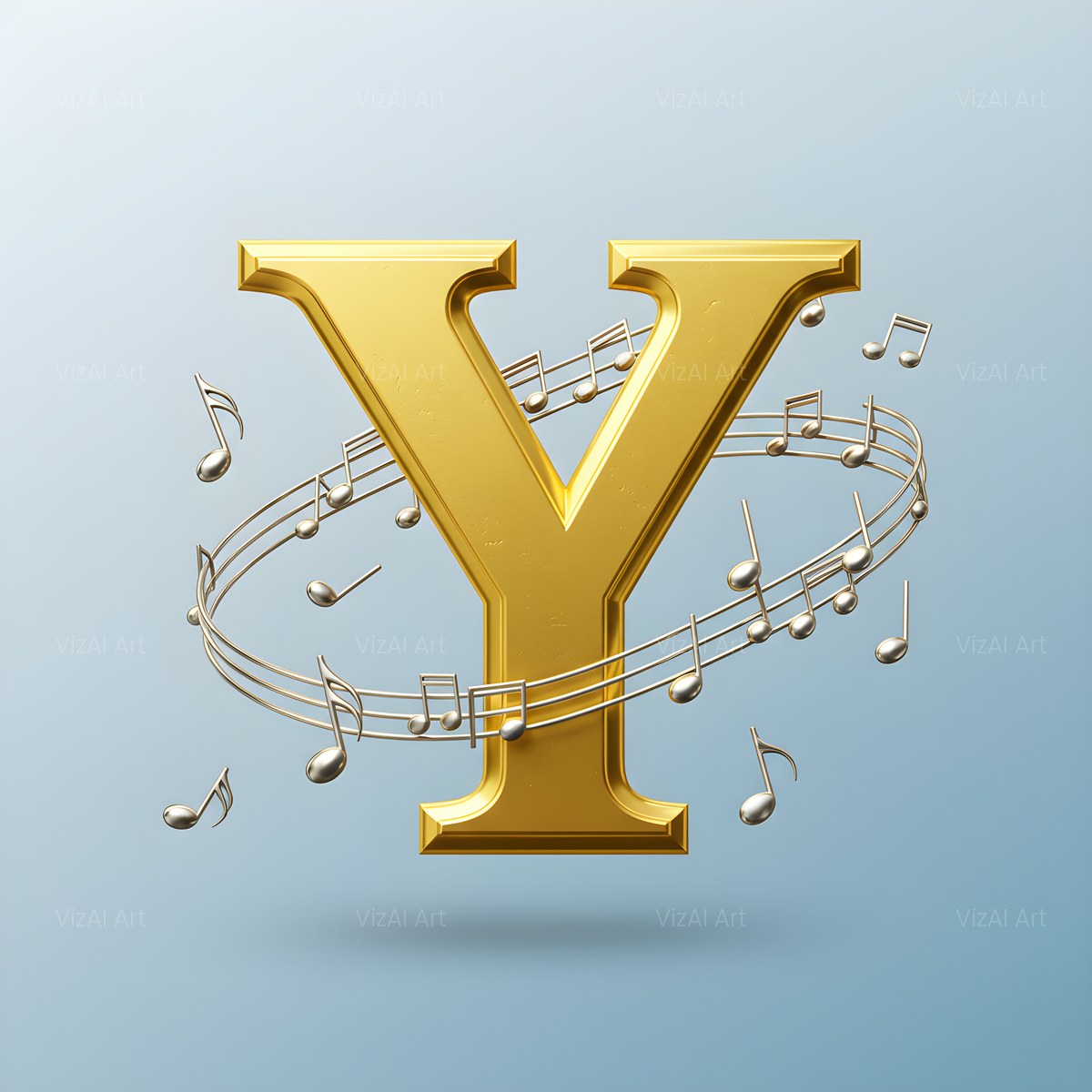 Gilded Score Ribbon alphabet — printable letter Y