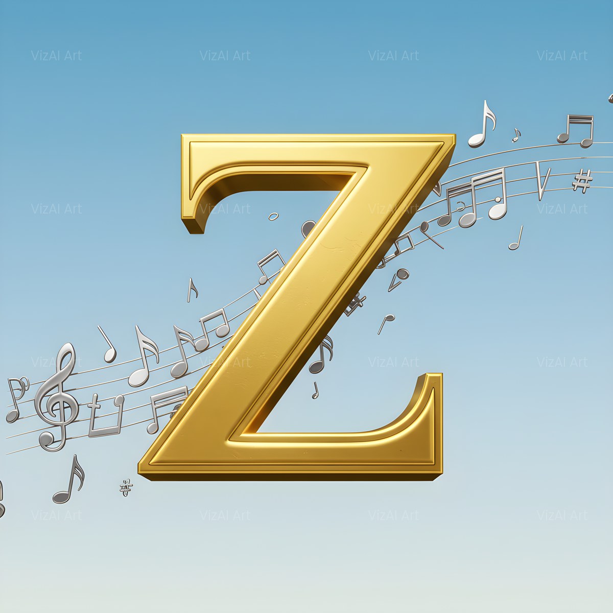 Gilded Score Ribbon alphabet — printable letter Z