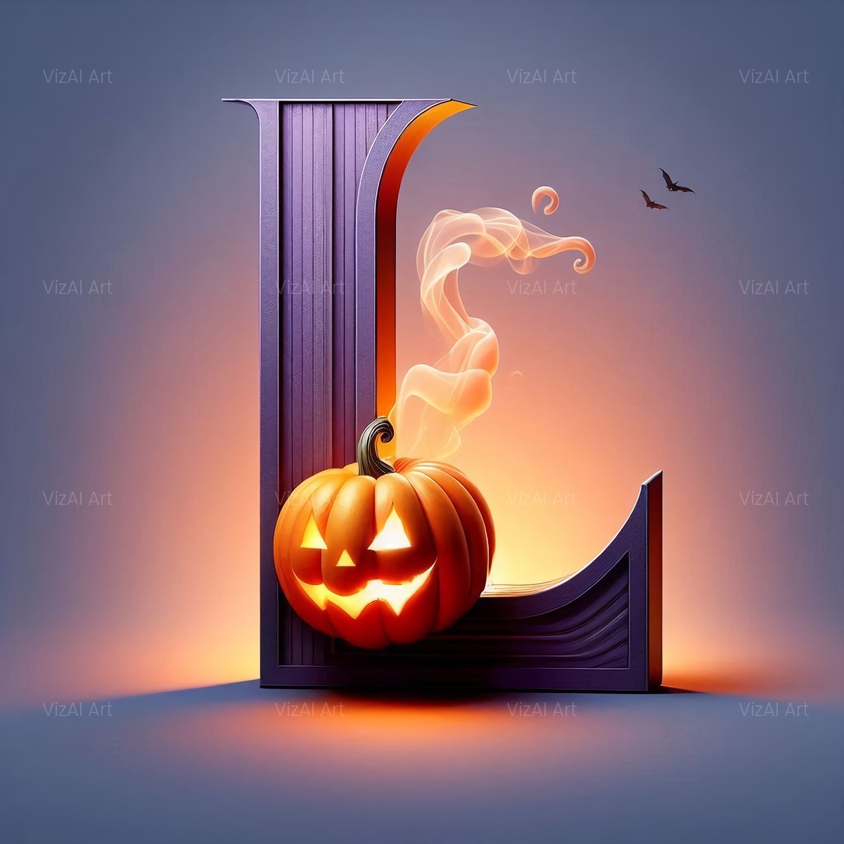 Carved Pumpkin Lantern alphabet — printable letter L