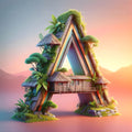 Timber Treehouse Sunset alphabet — printable letter A