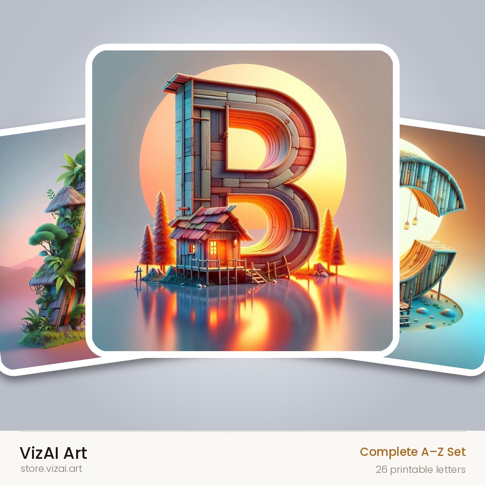 VizAI Art — complete A–Z printable alphabet set