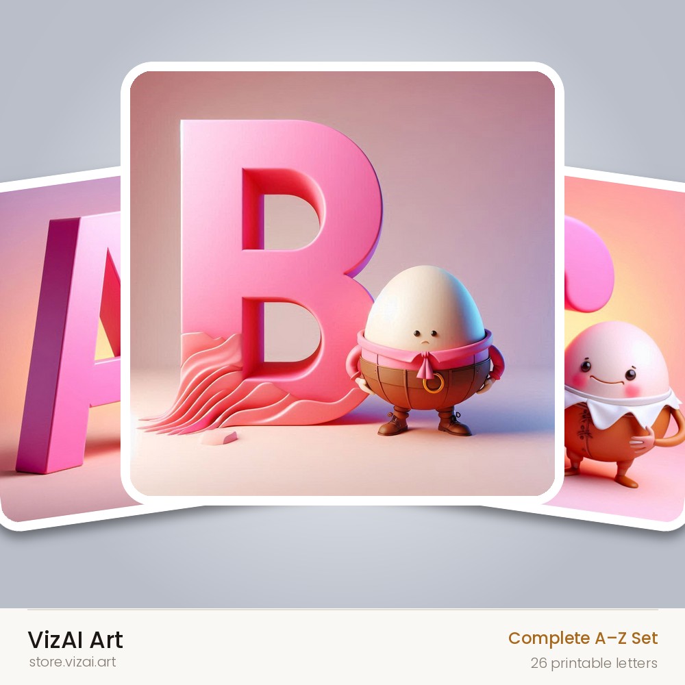 VizAI Art — complete A–Z printable alphabet set