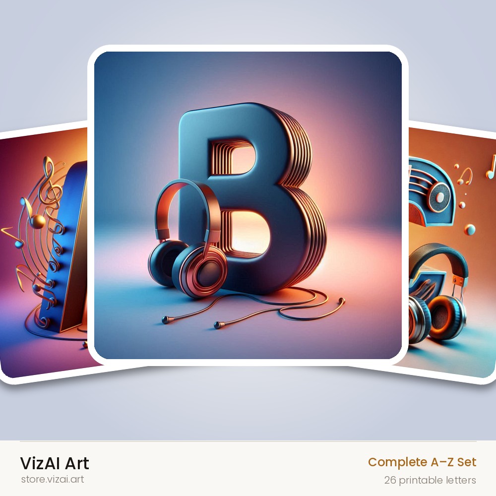 VizAI Art — complete A–Z printable alphabet set