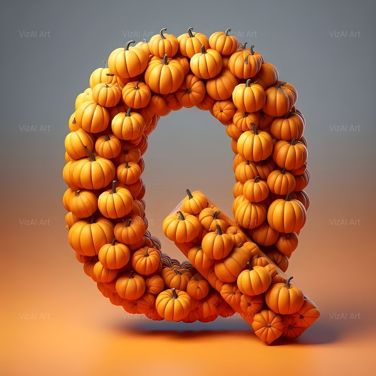 Autumn Pumpkin Patch alphabet — printable letter Q