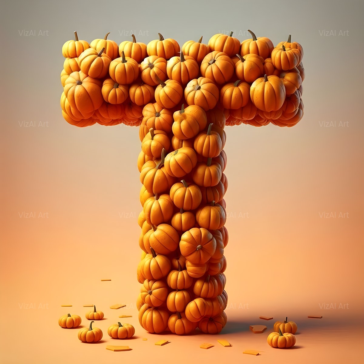 Autumn Pumpkin Patch alphabet — printable letter T