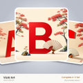 Japanese Fan Blossom alphabet — choose an individual printable letter