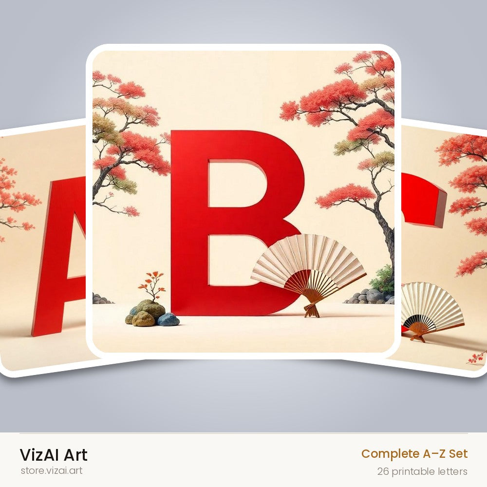 Japanese Fan Blossom alphabet — choose an individual printable letter