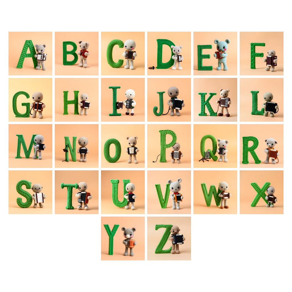 Knitted Wool Toy alphabet — all 26 letters A to Z, choose any single letter