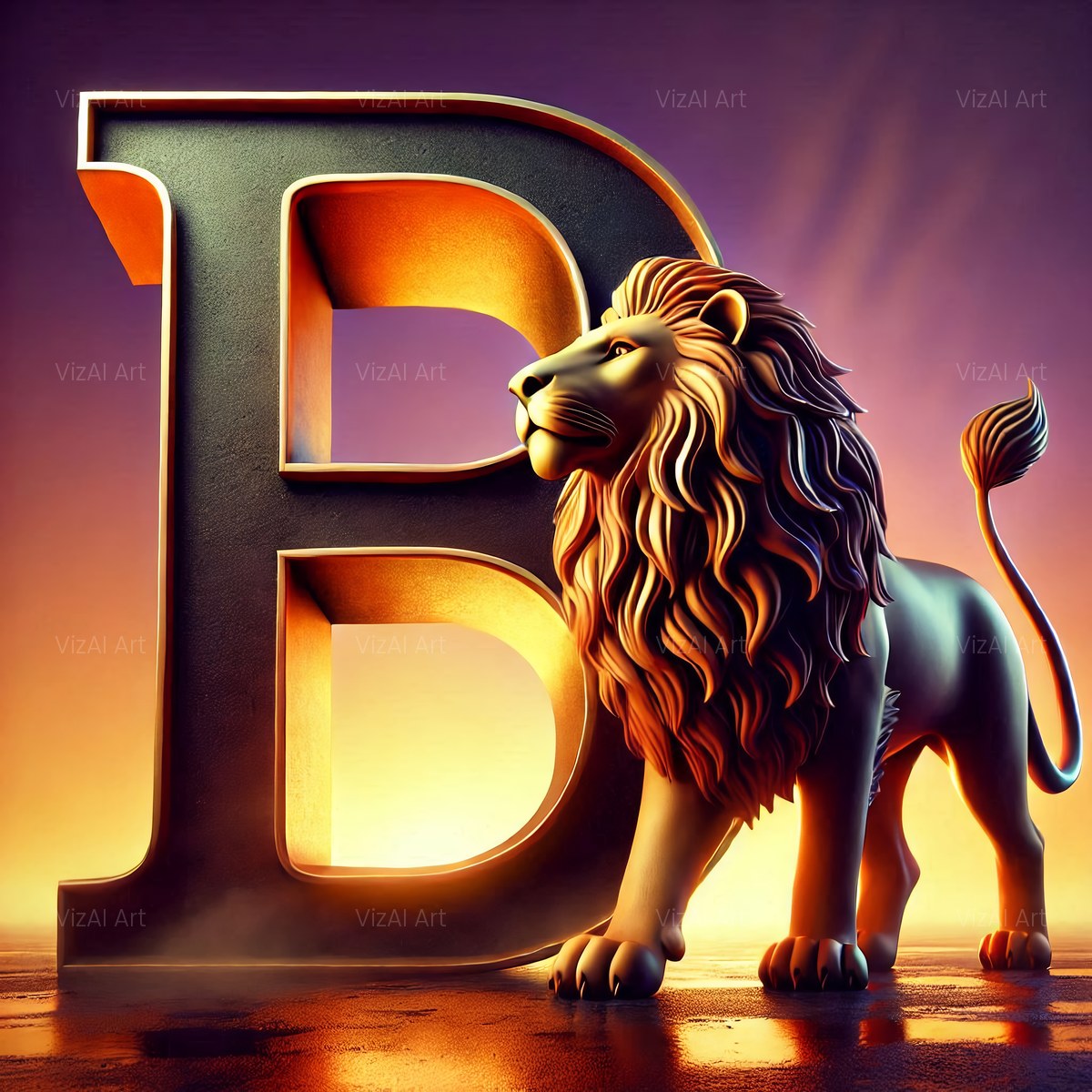 Bold Lion Majesty alphabet — printable letter B
